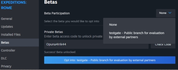 How to access the beta branch